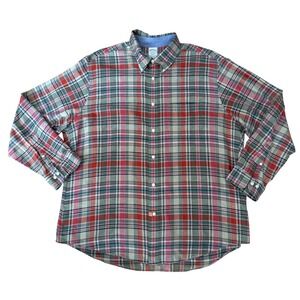 Brooks Brothers Regent Plaid Long Sleeve Button Downā Shirt Mens XXL Green Red